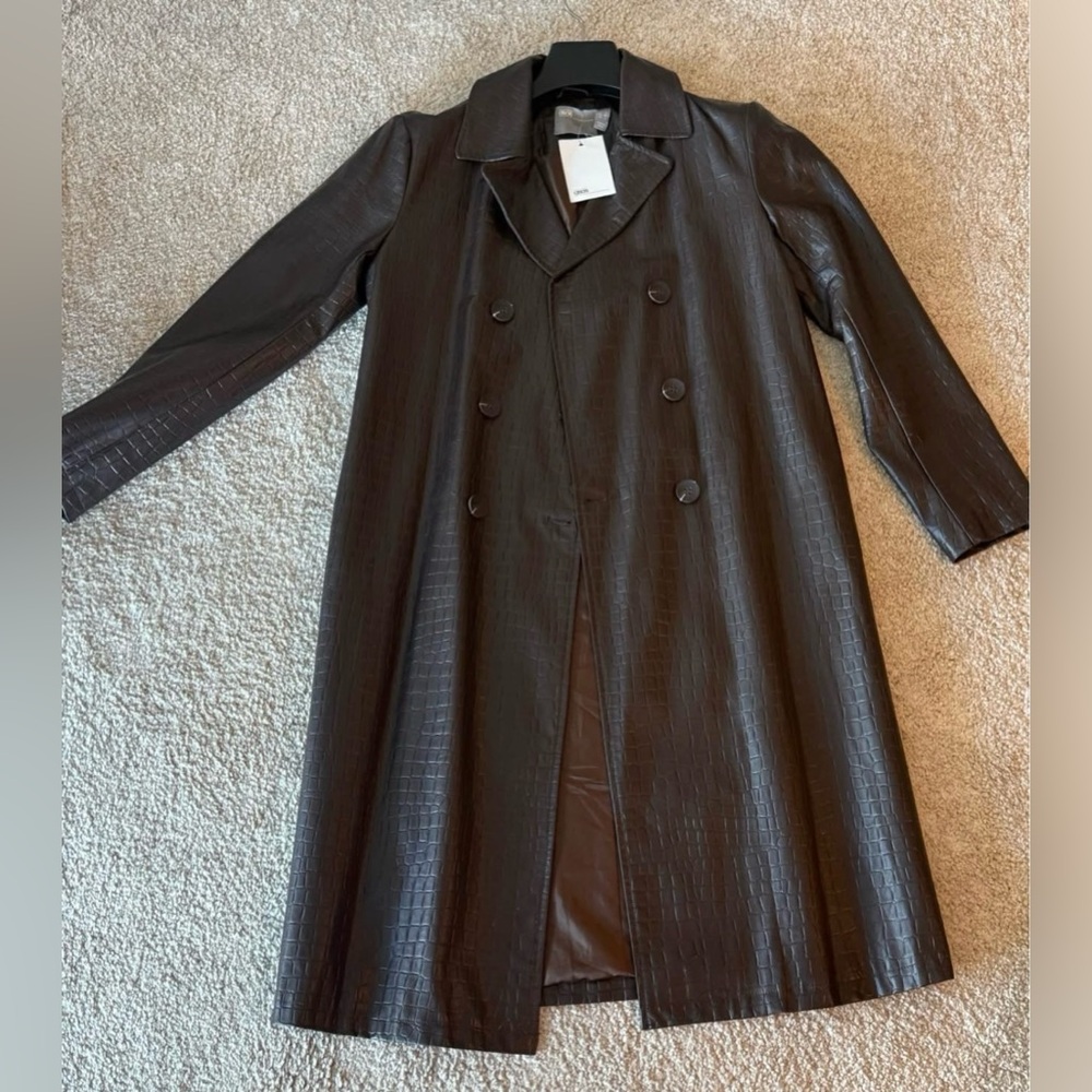 Asos women faux leather trench coat